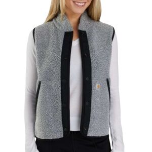 Carhartt Fleece Snap Vest Gray Womens Size Large Relaxed Fit Grey